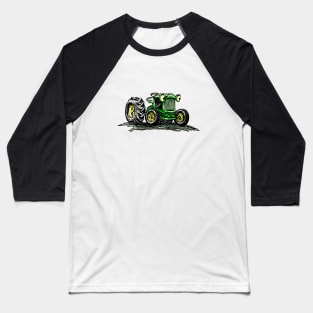 Green Cartoon Tractor Baseball T-Shirt